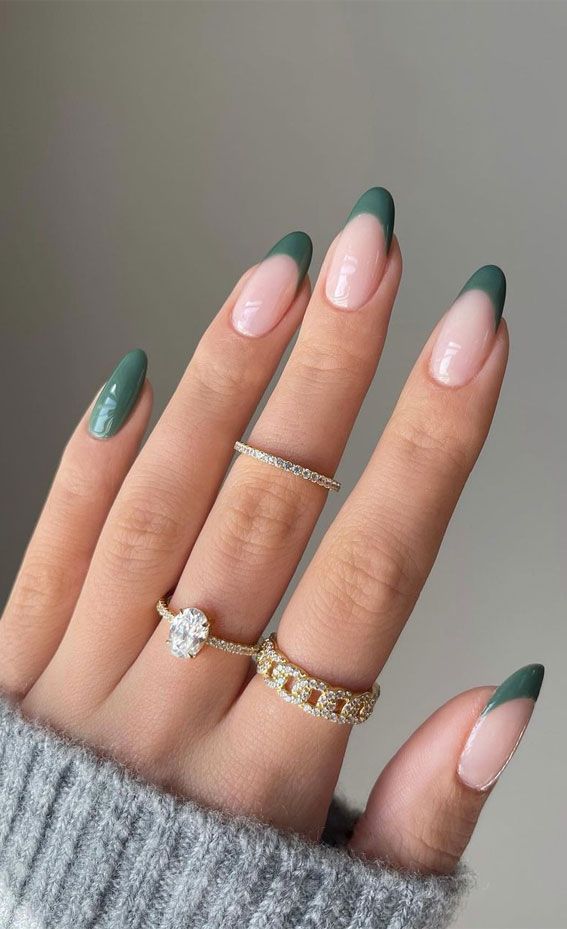 Forest Green French Tips