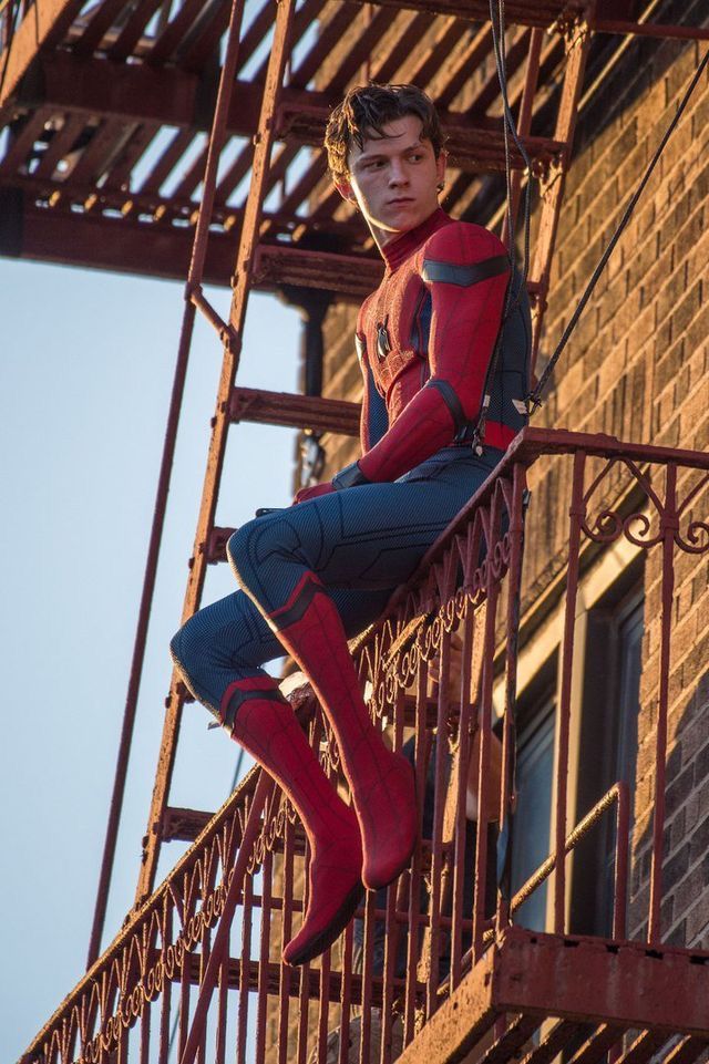 Tom Holland on set of new spider man movie 