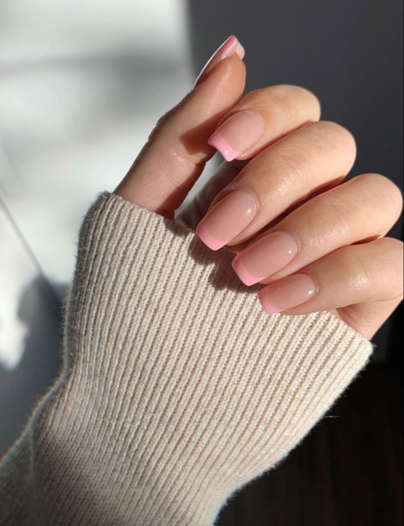 monochromatic pink-on-pink French manicure
