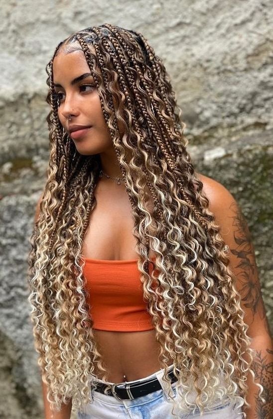 Goddess braids with curls