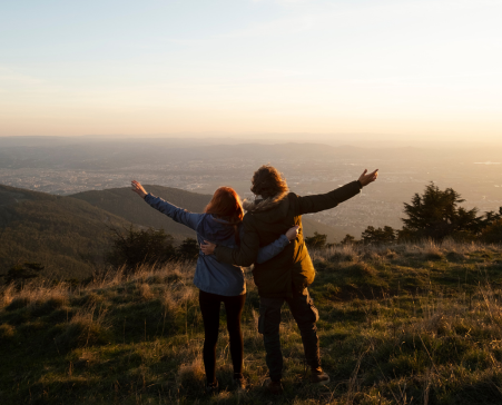 At a romantic picnic on a mountain top 